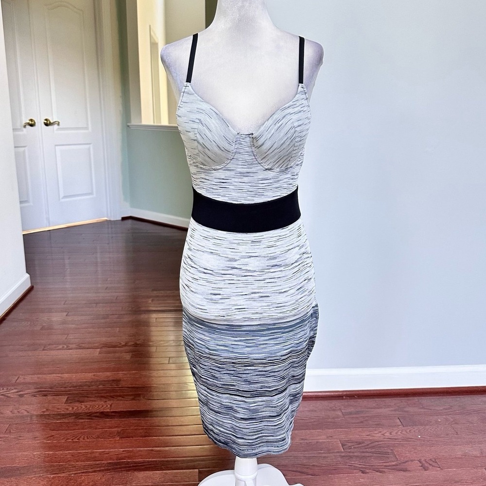 Guess Marciano LA Greyscale Black Sexy Bodycon Date Night Out Push Up Dress